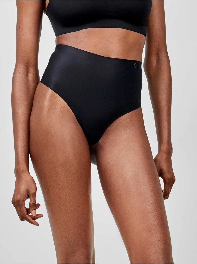 Tanga alto moldeador sin costuras con efecto reductor Negro - Kiabi