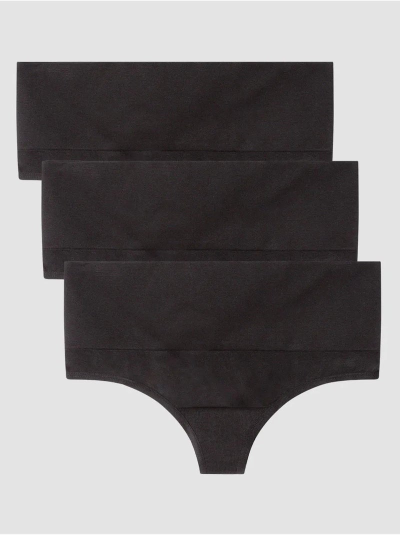 Tanga alto sin costuras con efecto control en cintura Negro - Kiabi
