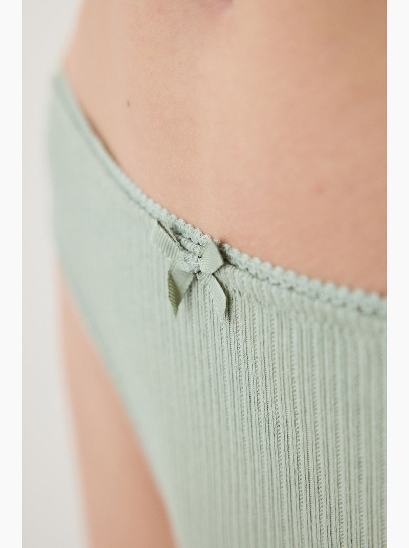 Tanga de algodón punto calado penti Verde menta - Kiabi