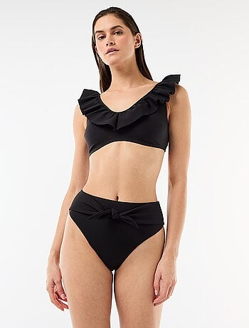 Tanga de baño de tiro alto en microfibra suave