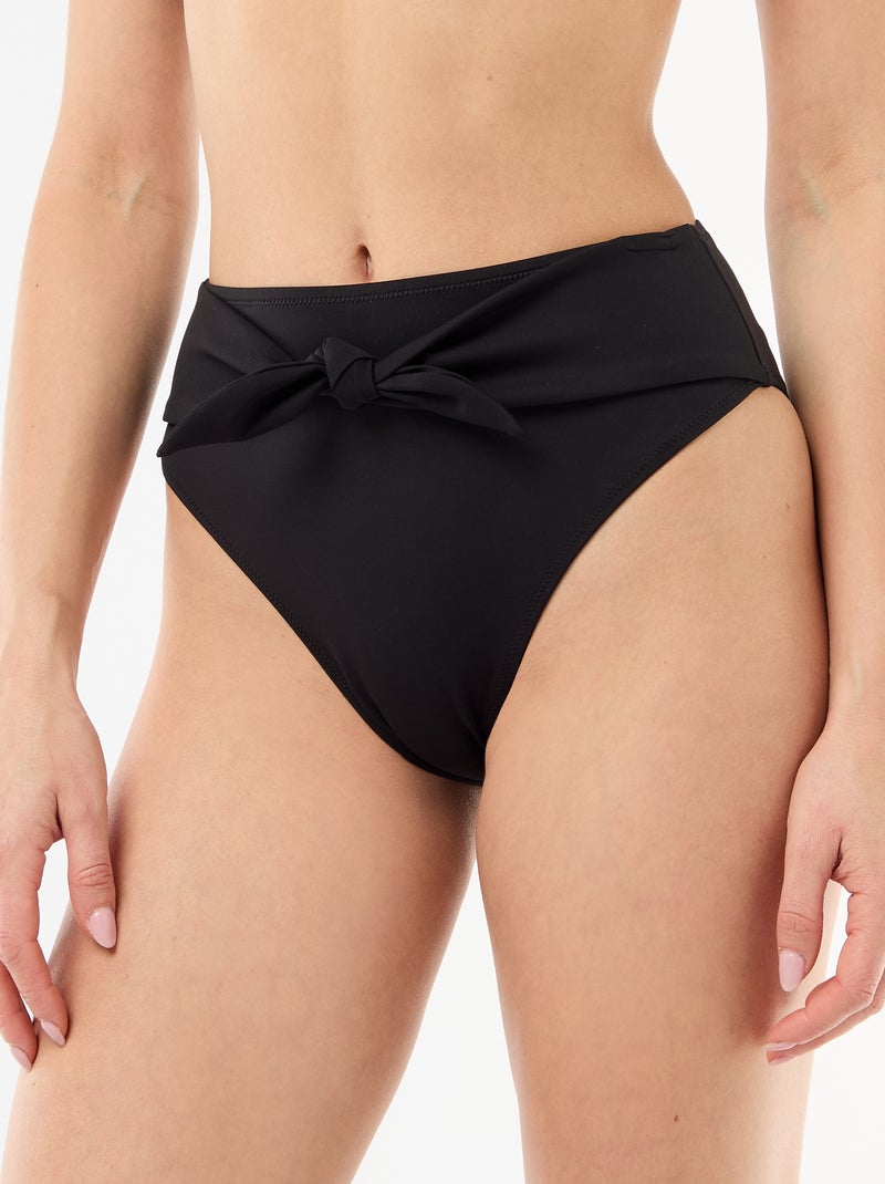 Tanga de baño de tiro alto en microfibra suave Negro - Kiabi