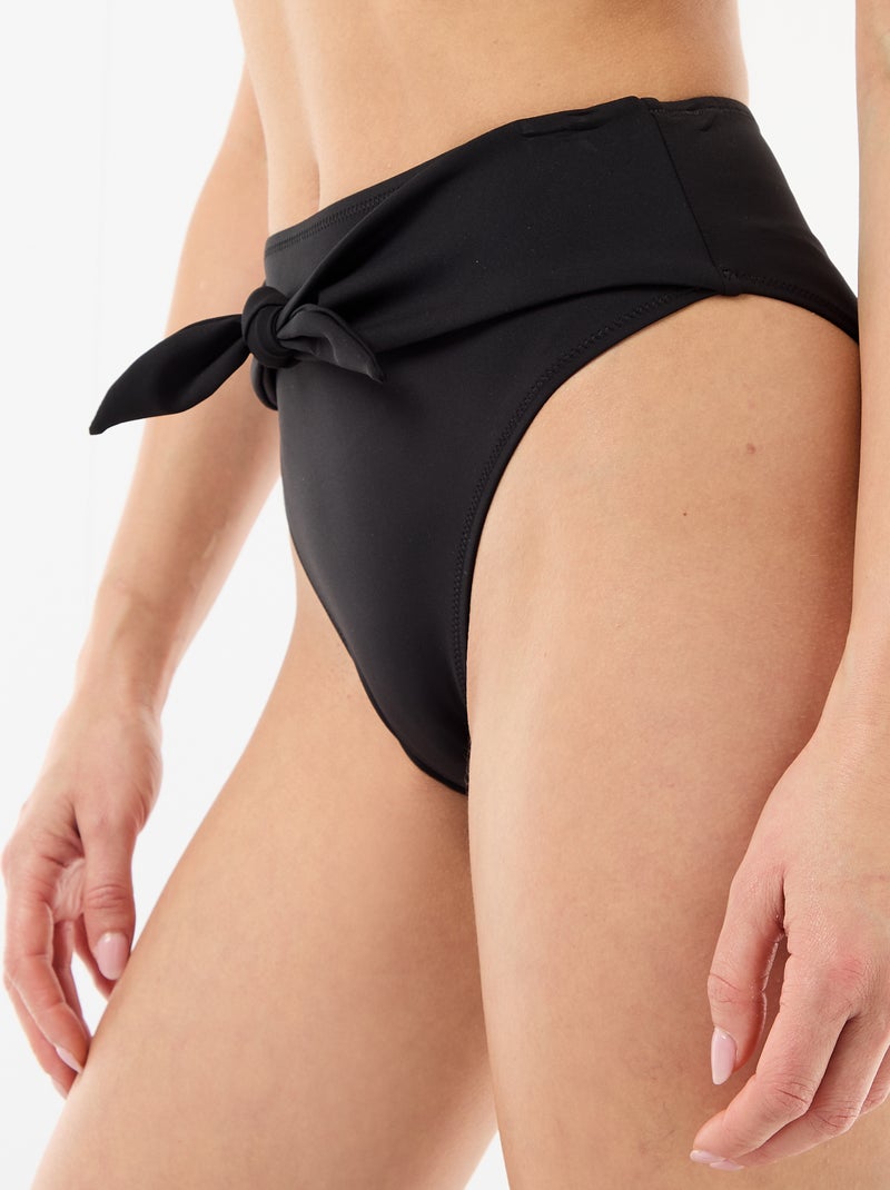 Tanga de baño de tiro alto en microfibra suave Negro - Kiabi