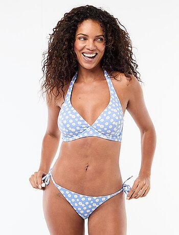 Tanga de bikini con estampado de margarita