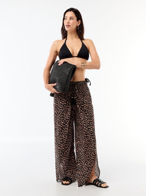 Tanga de bikini de malla texturizada con lazos para atar - Kiabi