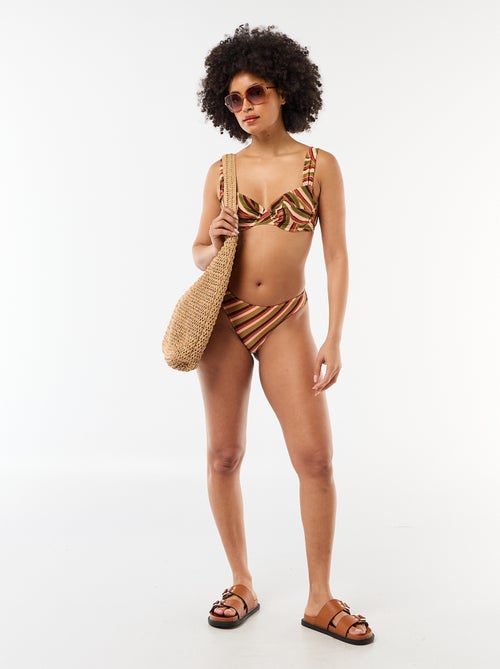 Tanga de bikini en microfibra estampada - Kiabi