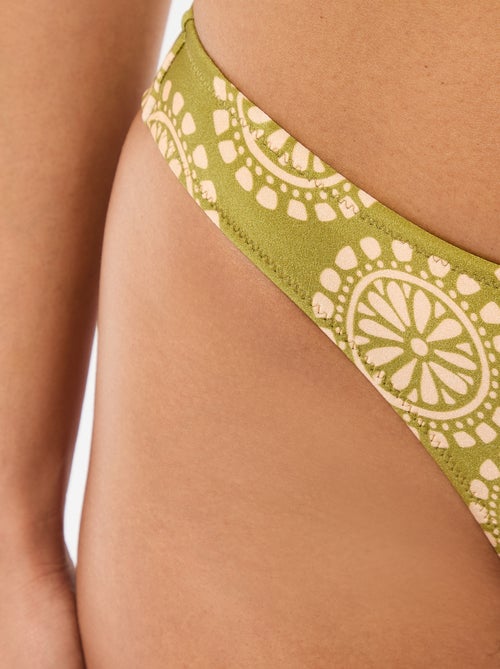 Tanga de bikini en microfibra estampada - Kiabi