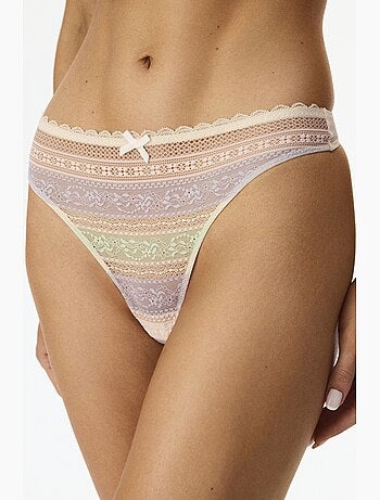 Tanga de encaje a rayas penti