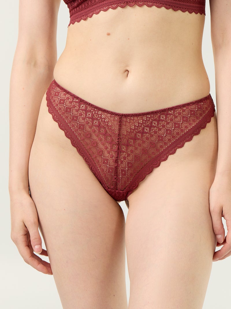 Tanga de encaje Burdeos - Kiabi