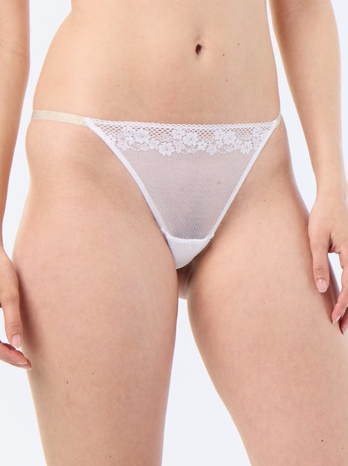 Tanga de encaje con detalles brillantes - Kiabi