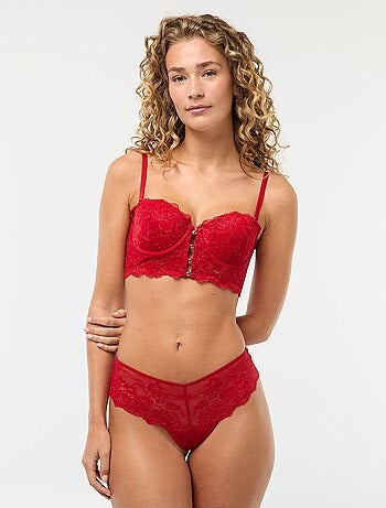 Tanga de encaje con hilos dorados