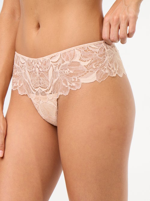 Tanga de encaje con lentejuelas - Kiabi