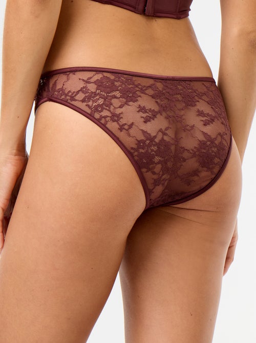 Tanga de encaje con lentejuelas - Kiabi