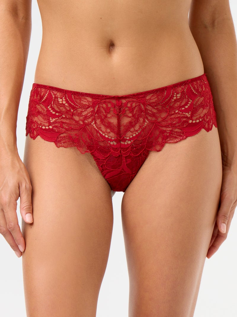 Tanga de encaje con lentejuelas Rojo - Kiabi