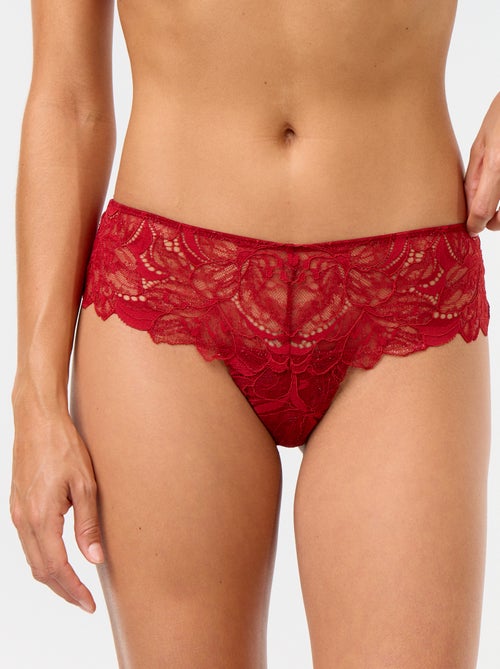 Tanga de encaje con lentejuelas - Kiabi