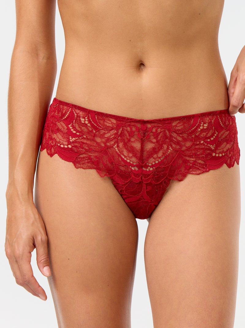 Tanga de encaje con lentejuelas Rojo - Kiabi