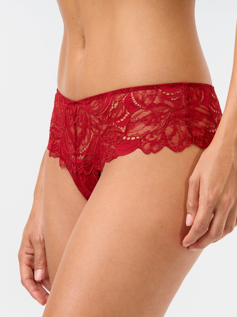 Tanga de encaje con lentejuelas Rojo - Kiabi
