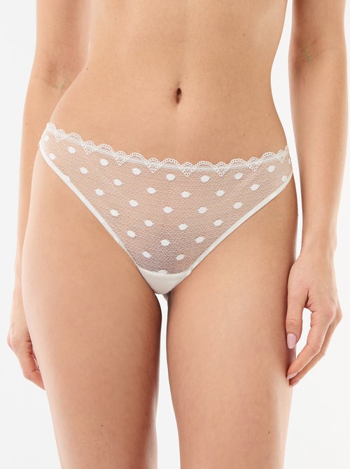 Tanga de encaje con lunares - Kiabi