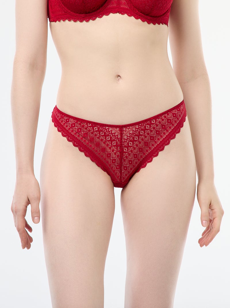 Tanga de encaje Rojo - Kiabi