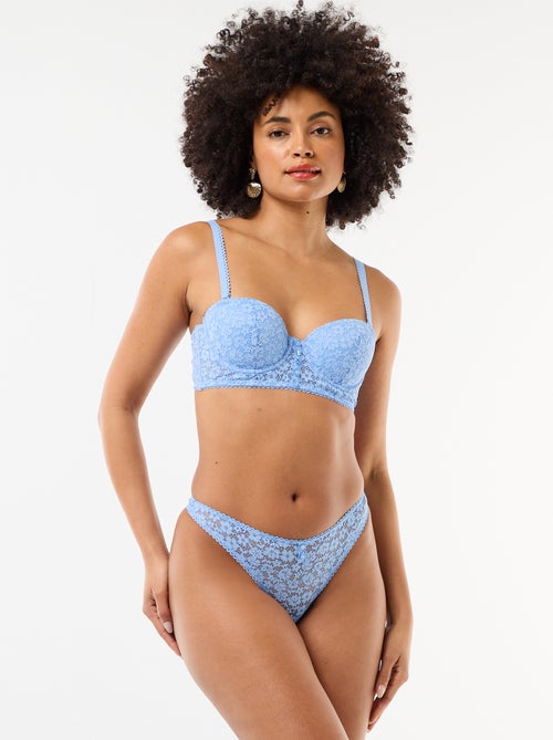 Tanga de encaje transparente con bordes en contraste - Kiabi