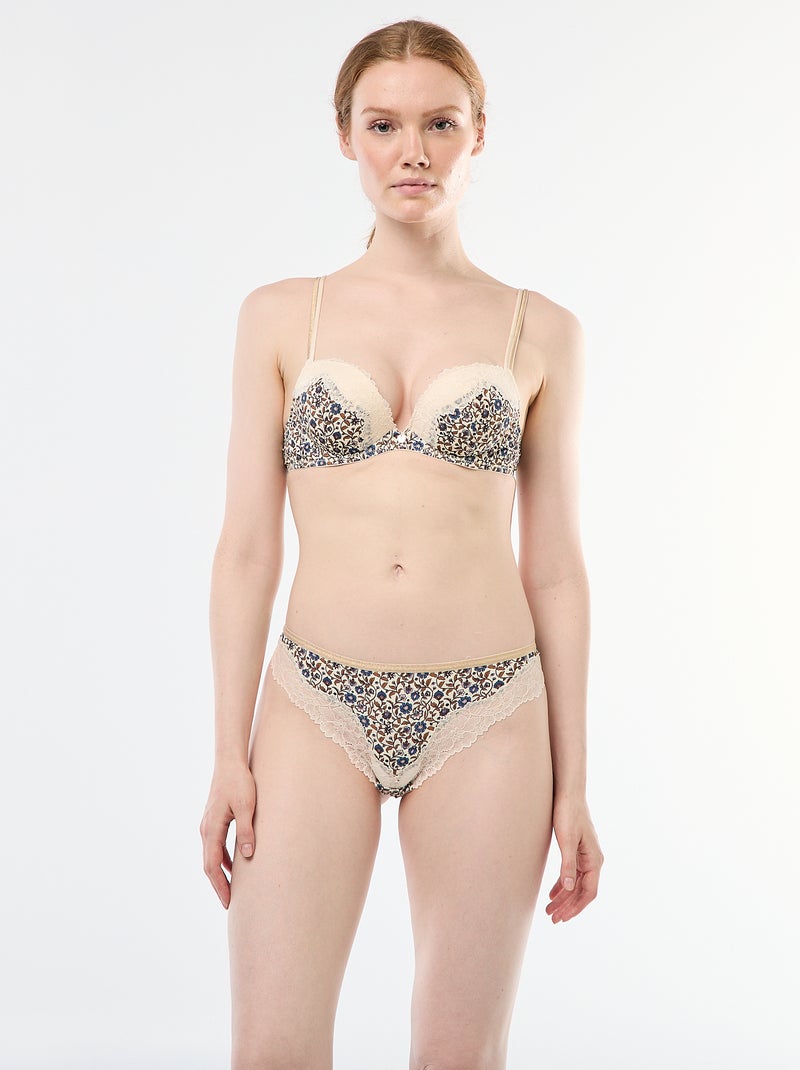 Tanga de microfibra estampada Blanco - Kiabi