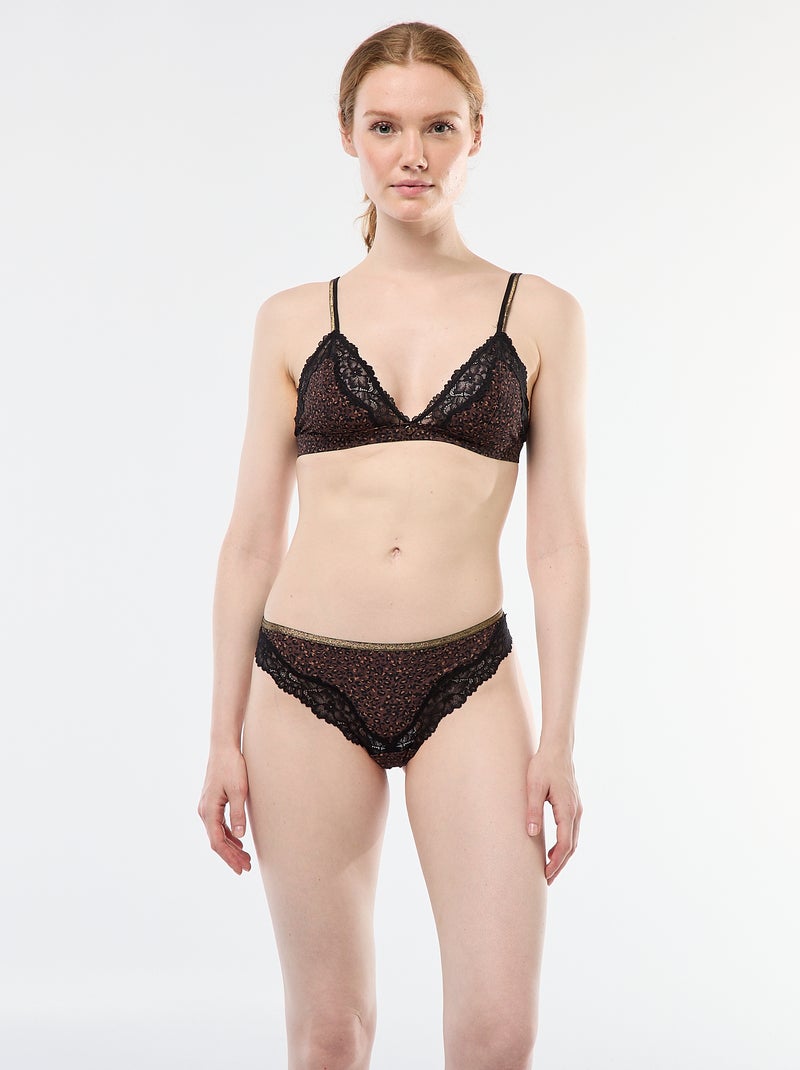 Tanga de microfibra estampada Marron - Kiabi