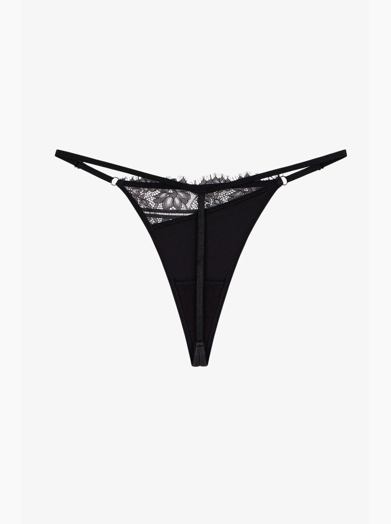 Tanga de satén para mujer penti Negro - Kiabi