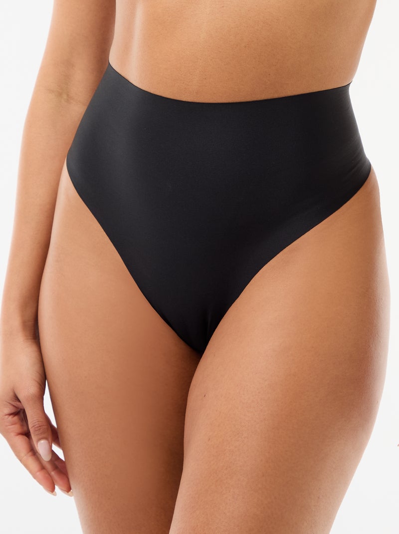 Tanga de talle alto moldeador Negro - Kiabi