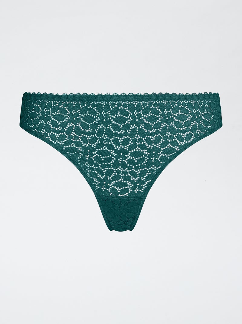 Tanga 'Dim' de encaje Verde - Kiabi