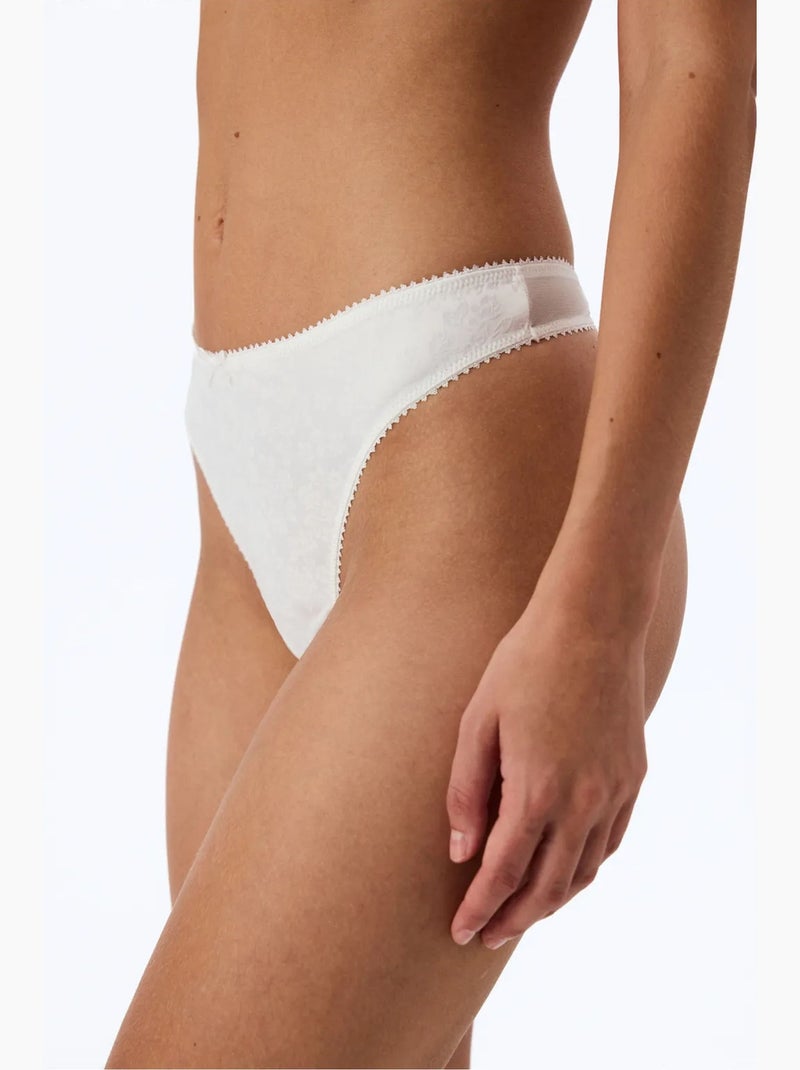 Tanga floral de satén roto penti Blanco - Kiabi