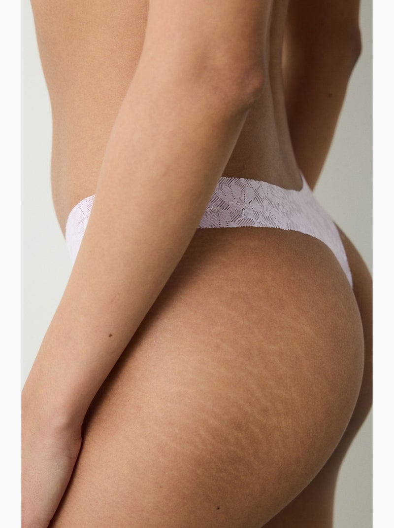 Tanga invisible de encaje corte láser penti Rosa claro - Kiabi