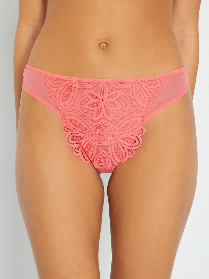 Tanga 'Sans Complexe' coral - Kiabi