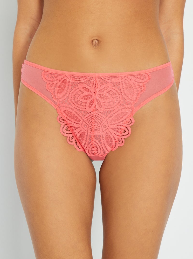 Tanga 'Sans Complexe' coral - Kiabi