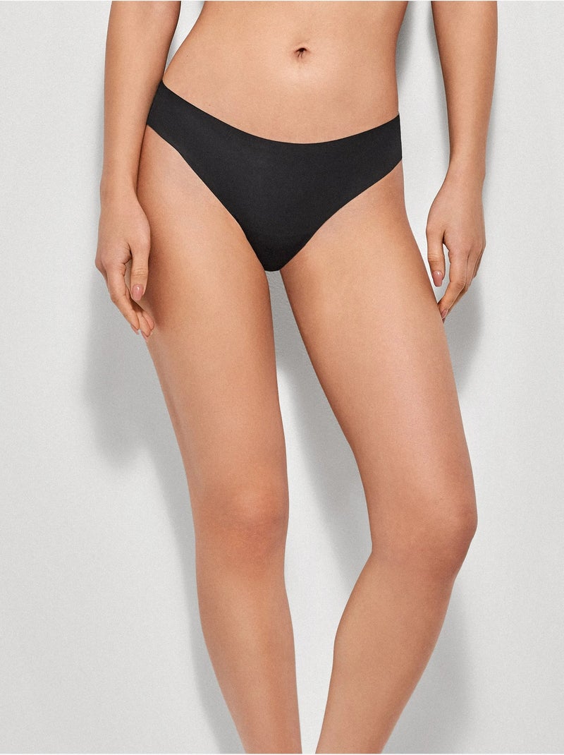 Tanga sin costuras efecto segunda piel Negro - Kiabi