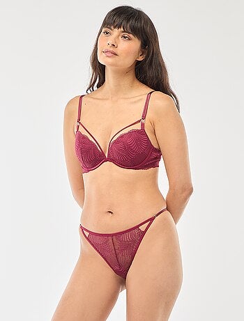 Tangas de encaje con diseño de hojas transparente