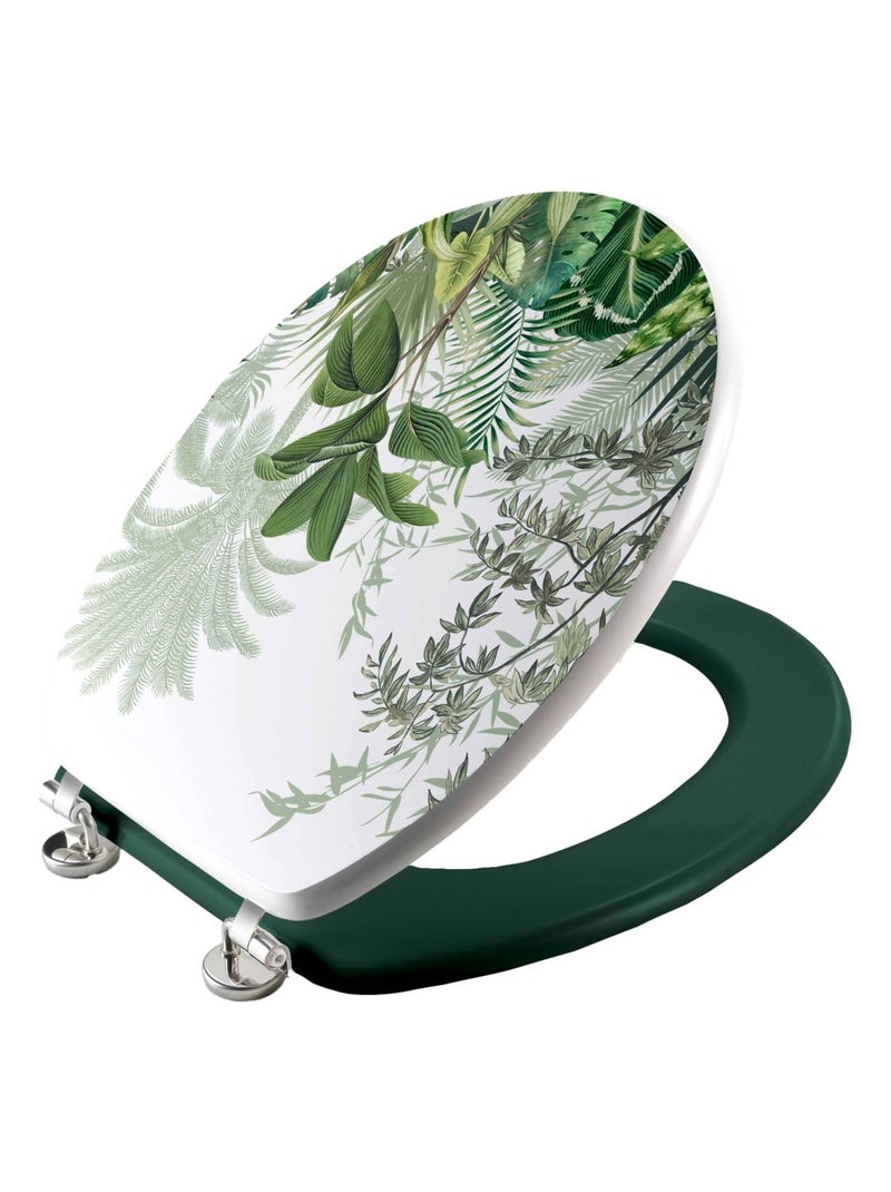 Tapa de inodoro con estampado tropical y bisagras de metal Verde - Kiabi