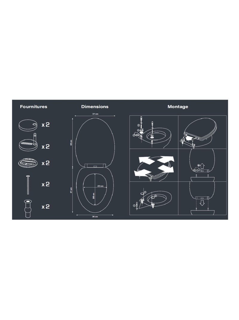 Tapa de inodoro Thermodur Geométrique Negro - Kiabi