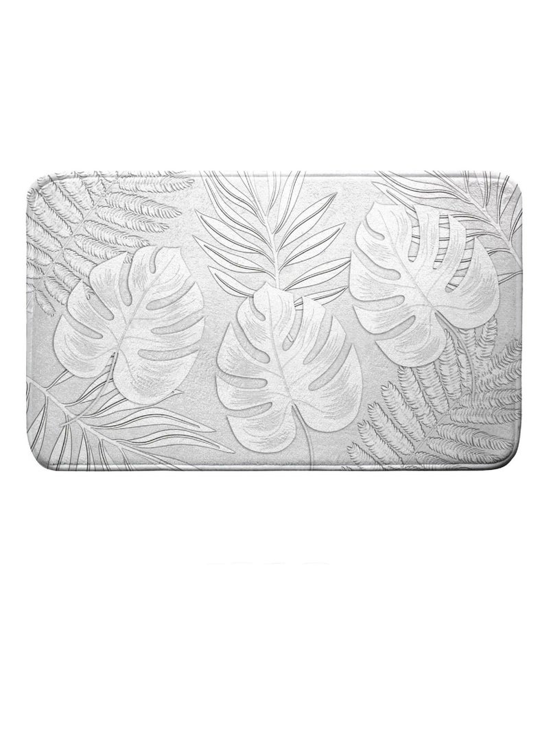 Tapete de baño impreso de hojas Gris claro - Kiabi