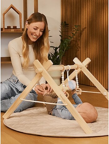 Tapete de juego LIONELO Anís con arco de madera - Plegable - Tapete de 2 cm