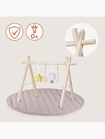 Tapete de juego LIONELO Anís con arco de madera - Plegable - Tapete de 2 cm