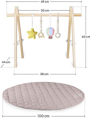 Tapete de juego LIONELO Anís con arco de madera - Plegable - Tapete de 2 cm