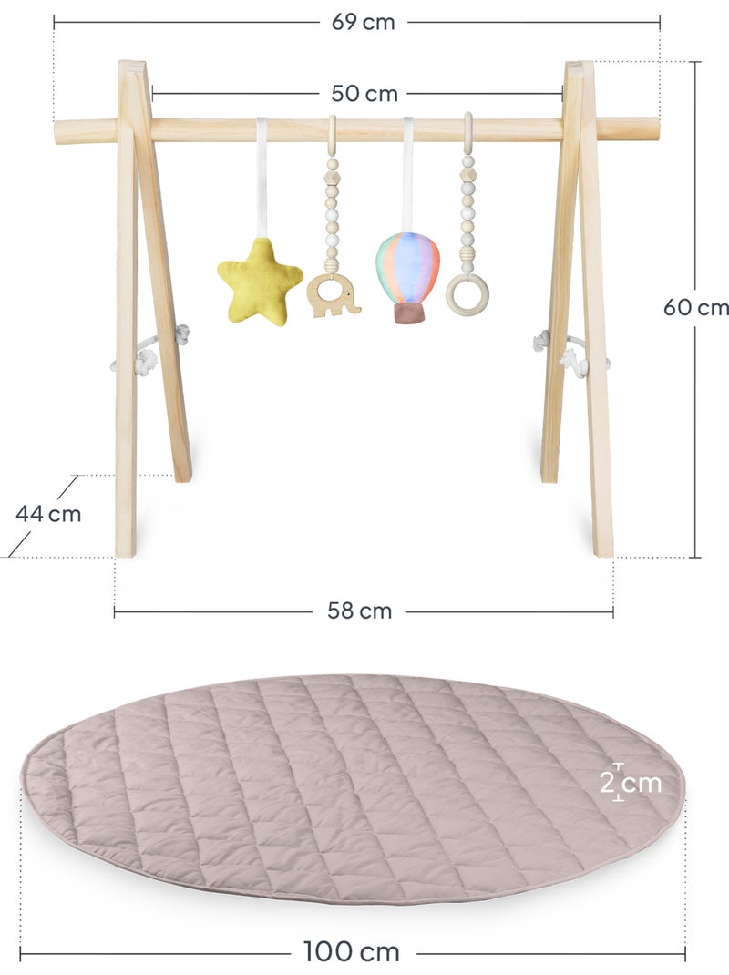 Tapete de juego LIONELO Anís con arco de madera - Plegable - Tapete de 2 cm Multicolor - Kiabi