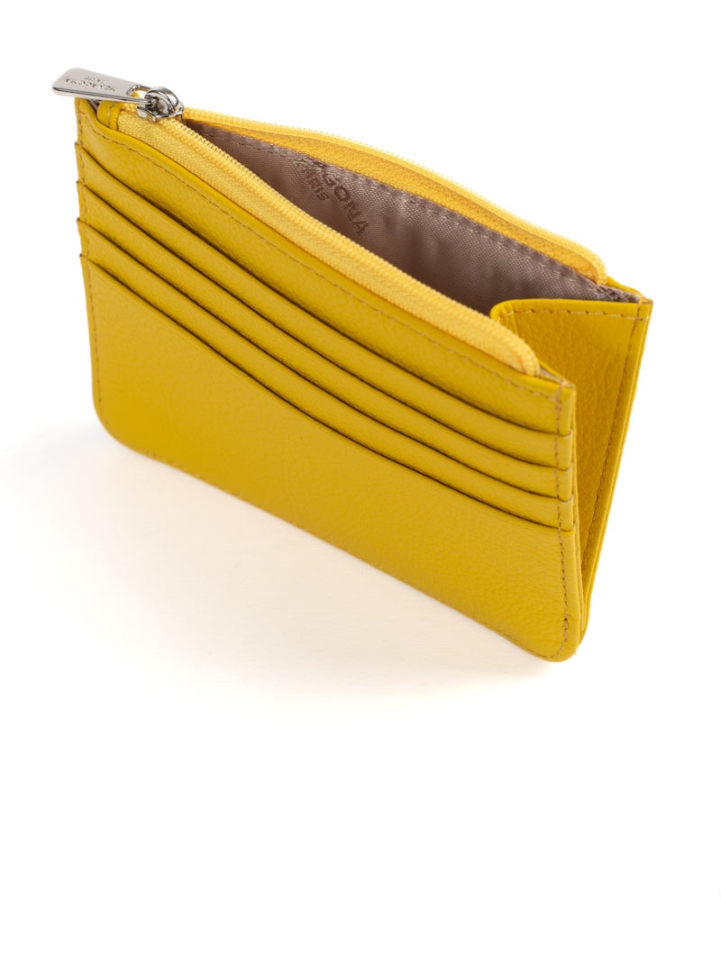 Tarjetero - 1 pliegue - cuero confort hexagona Amarillo - Kiabi