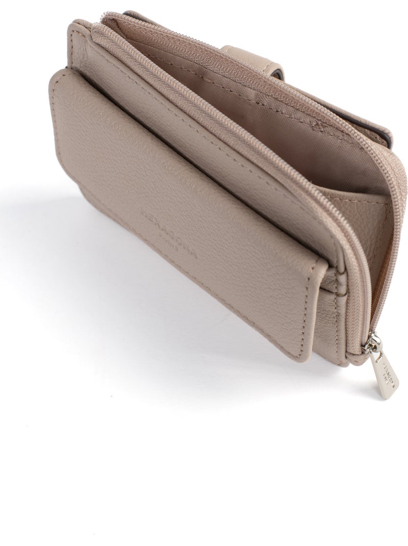 Tarjetero - 1 pliegue - cuero confort hexagona Beige - Kiabi