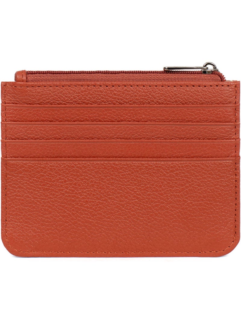 Tarjetero - 1 pliegue - cuero confort hexagona Naranja - Kiabi