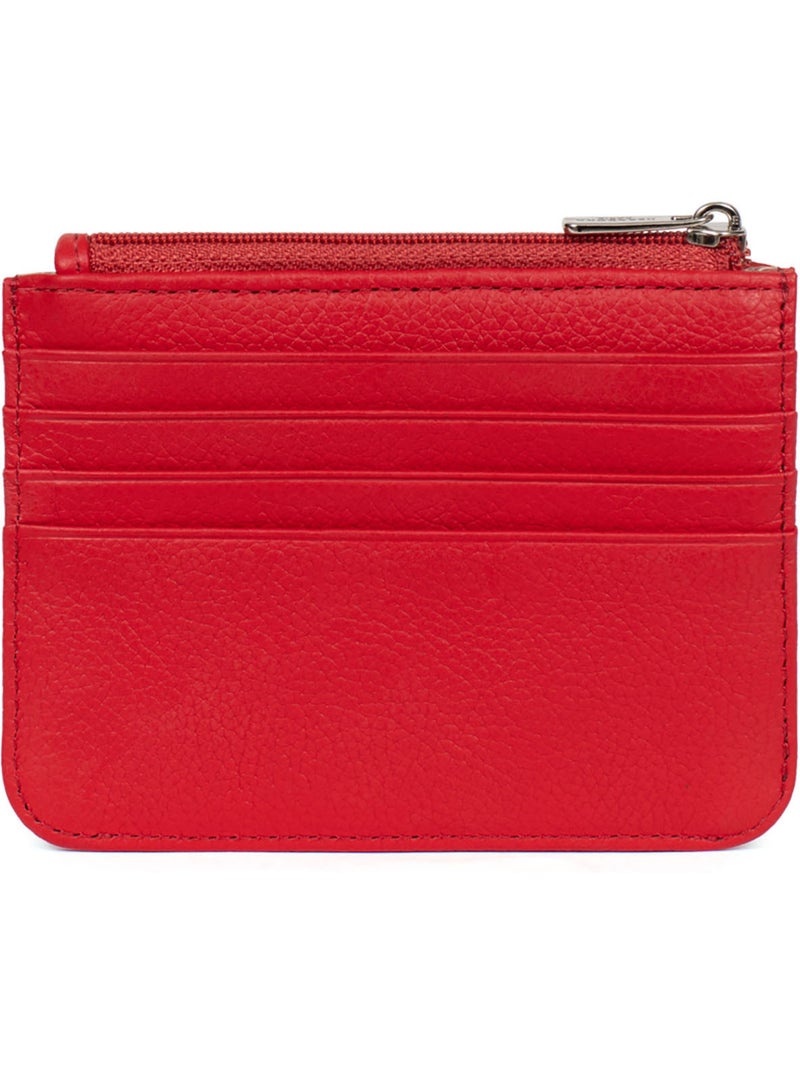Tarjetero - 1 pliegue - cuero confort hexagona Rojo tomate - Kiabi