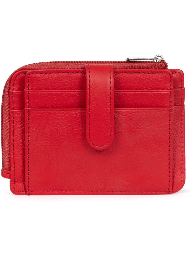 Tarjetero - 1 pliegue - cuero confort hexagona Rojo tomate - Kiabi