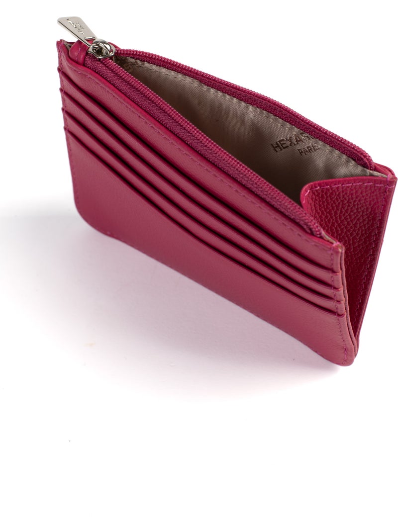 Tarjetero - 1 pliegue - cuero confort hexagona Rosa fucsia - Kiabi
