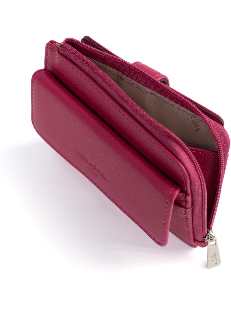 Tarjetero - 1 pliegue - cuero confort hexagona Rosa fucsia - Kiabi