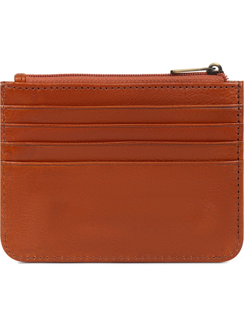 Tarjetero - 1 pliegue - cuero ondine hexagona Cognac - Kiabi