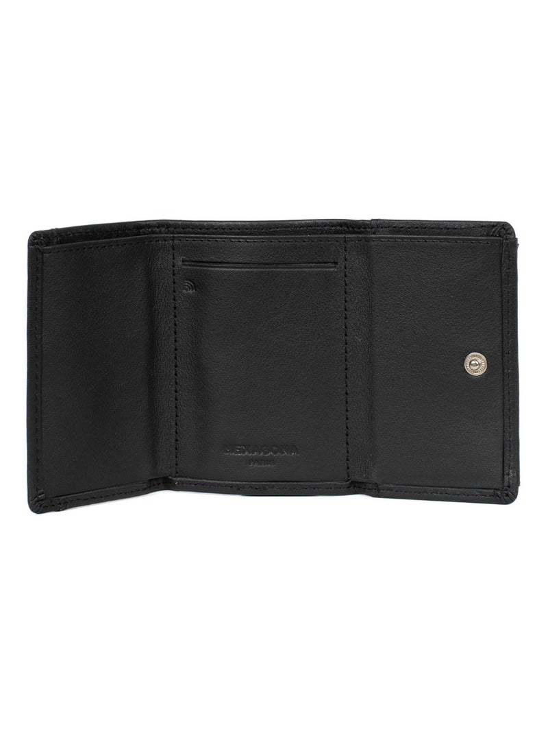 Tarjetero - 2 pliegues - detener rfid - cuero soft hexagona Negro - Kiabi